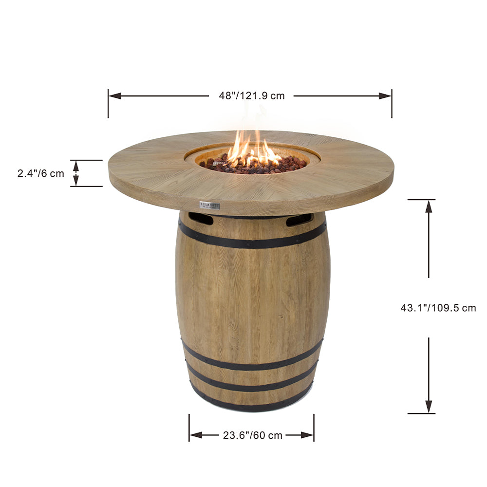 Tuscany Outdoor Reinforced Concrete Fire Pit Table - 48 Inch - Liquid Propane