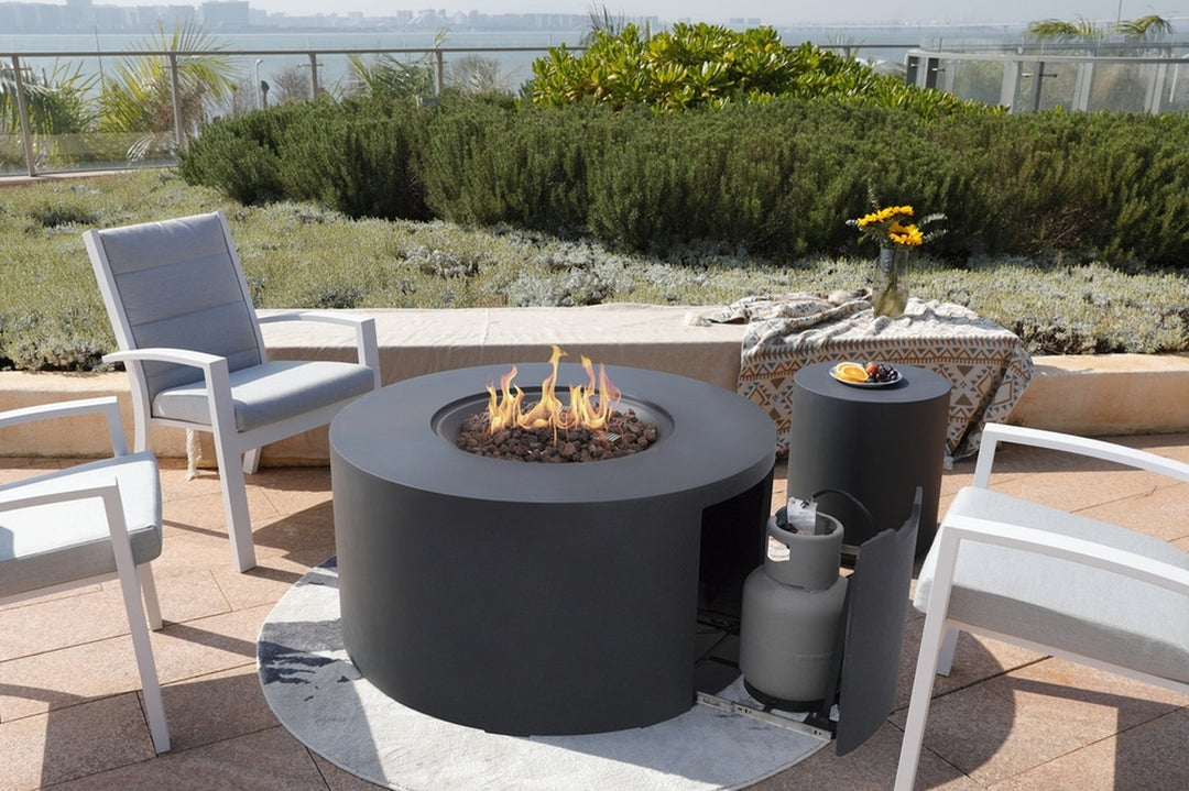 Elementi Pacaya Propane Fire Pit Light Grey, 43 x 43 Inches