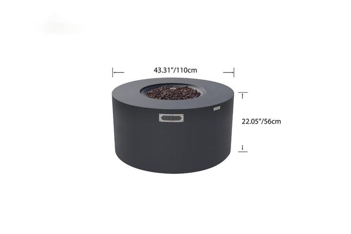 Elementi Pacaya Propane Fire Pit Light Grey, 43 x 43 Inches