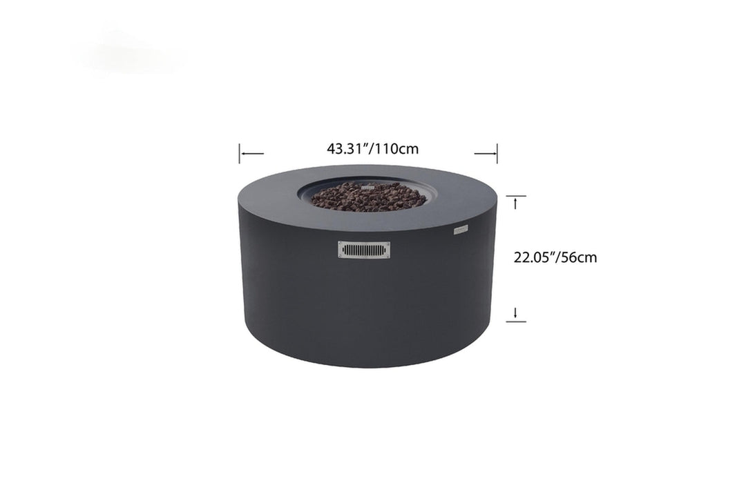 Elementi Pacaya Propane Fire Pit Light Grey, 43 x 43 Inches