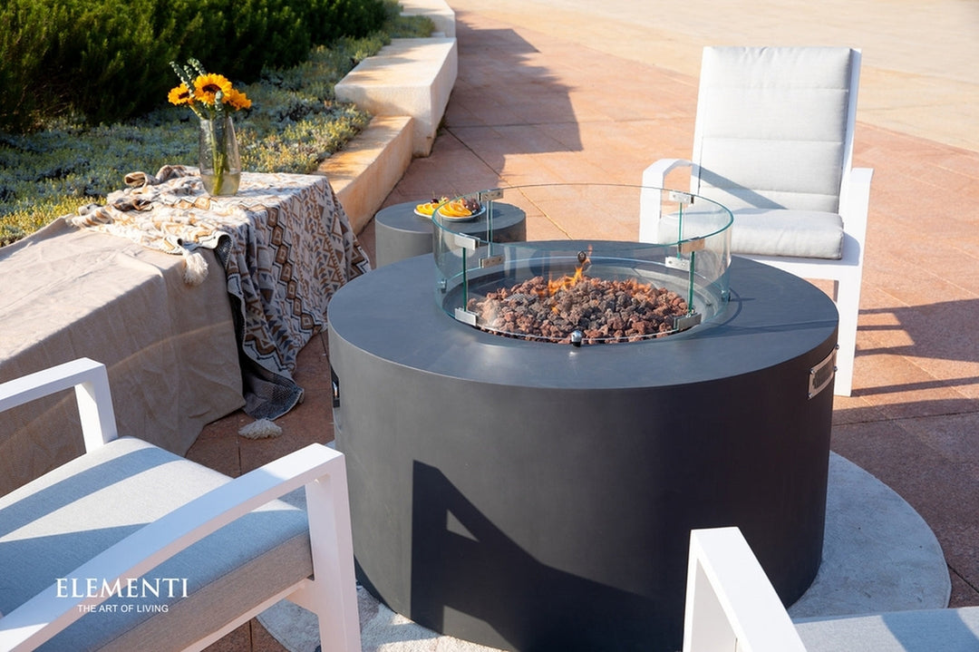 Elementi Pacaya Propane Fire Pit Light Grey, 43 x 43 Inches