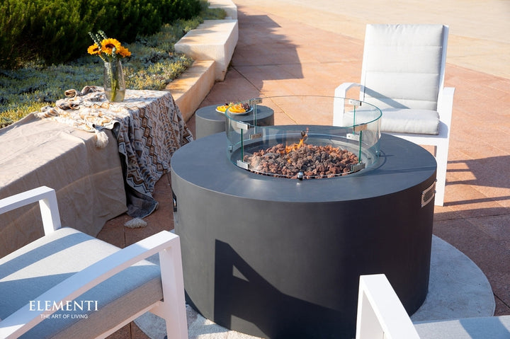 Elementi Pacaya Propane Fire Pit Light Grey, 43 x 43 Inches