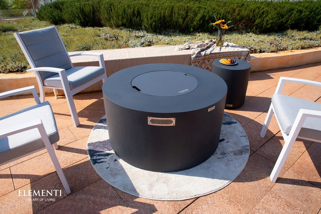 Elementi Pacaya Propane Fire Pit Light Grey, 43 x 43 Inches