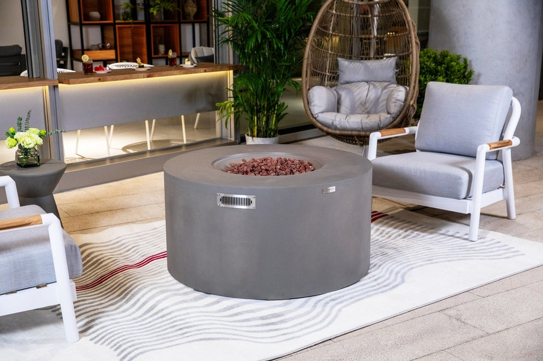 Elementi Pacaya Propane Fire Pit Light Grey, 43 x 43 Inches