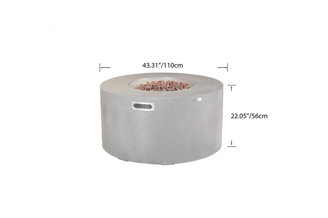 Elementi Pacaya Propane Fire Pit Light Grey, 43 x 43 Inches
