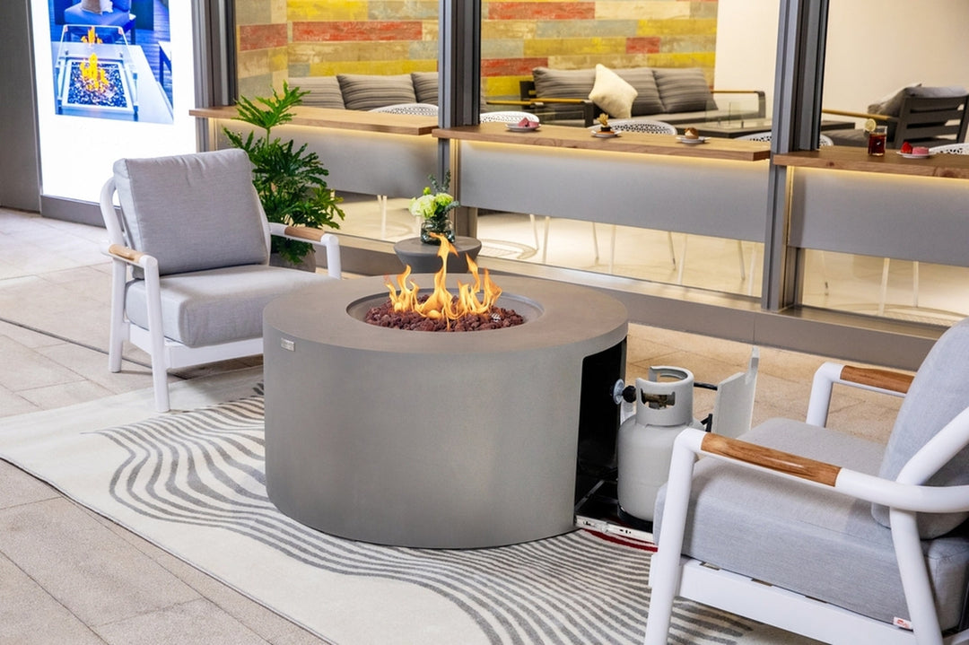 Elementi Pacaya Propane Fire Pit Light Grey, 43 x 43 Inches