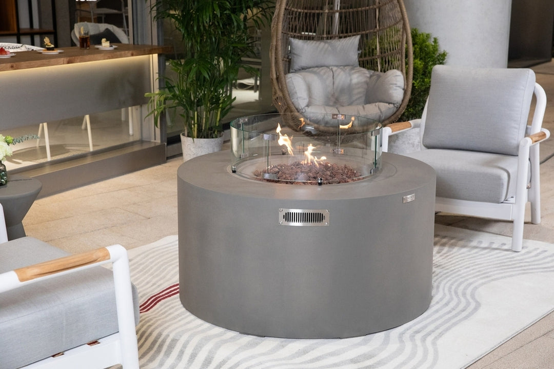 Elementi Pacaya Propane Fire Pit Light Grey, 43 x 43 Inches