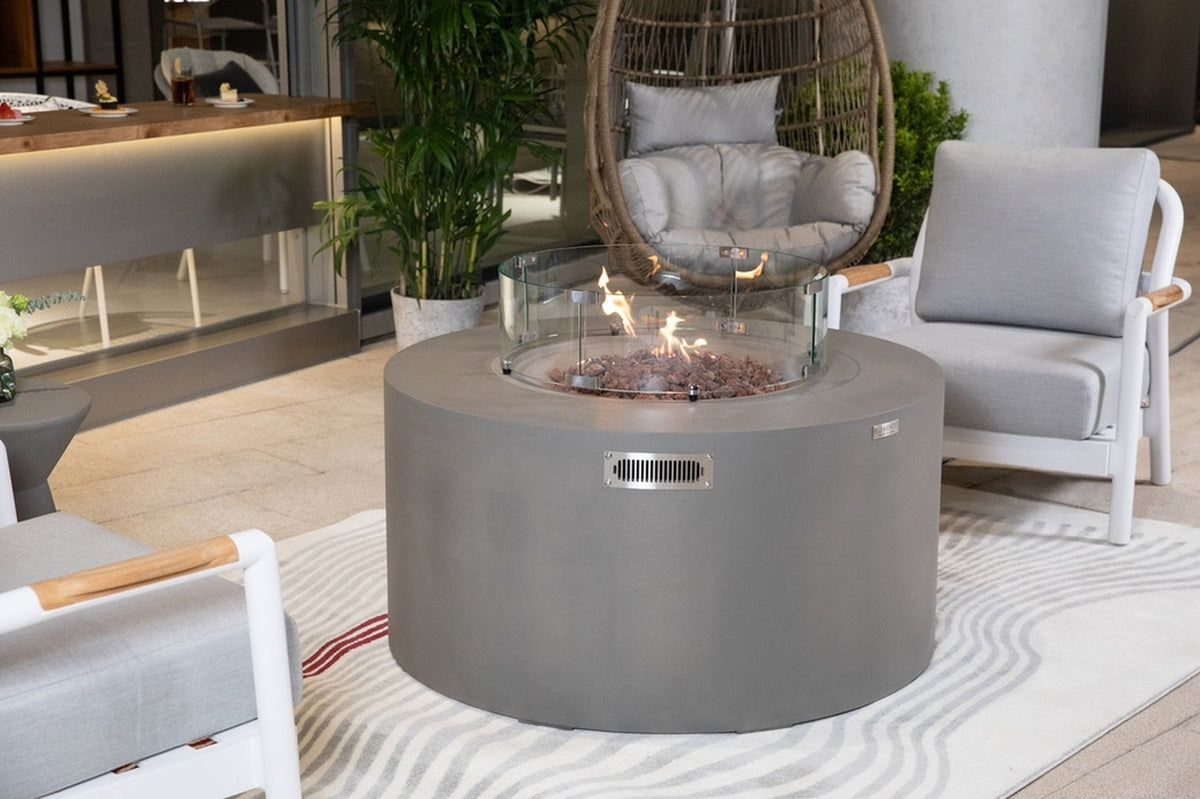 Elementi Pacaya Propane Fire Pit Light Grey, 43 x 43 Inches