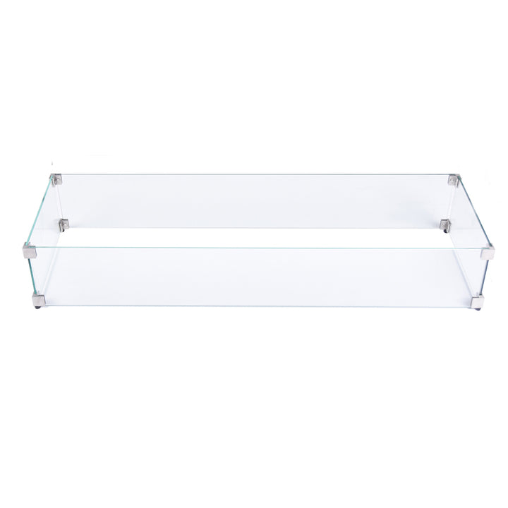 Elementi Plus Rectangular Tempered Glass Wind Screen for Outdoor Fire Pit - 40.4 x 15.2 x 7 inches