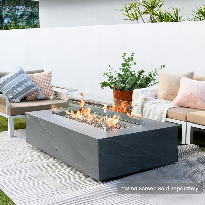 Capetown Outdoor Slate Black Fire Pit Table - Select Fuel Type