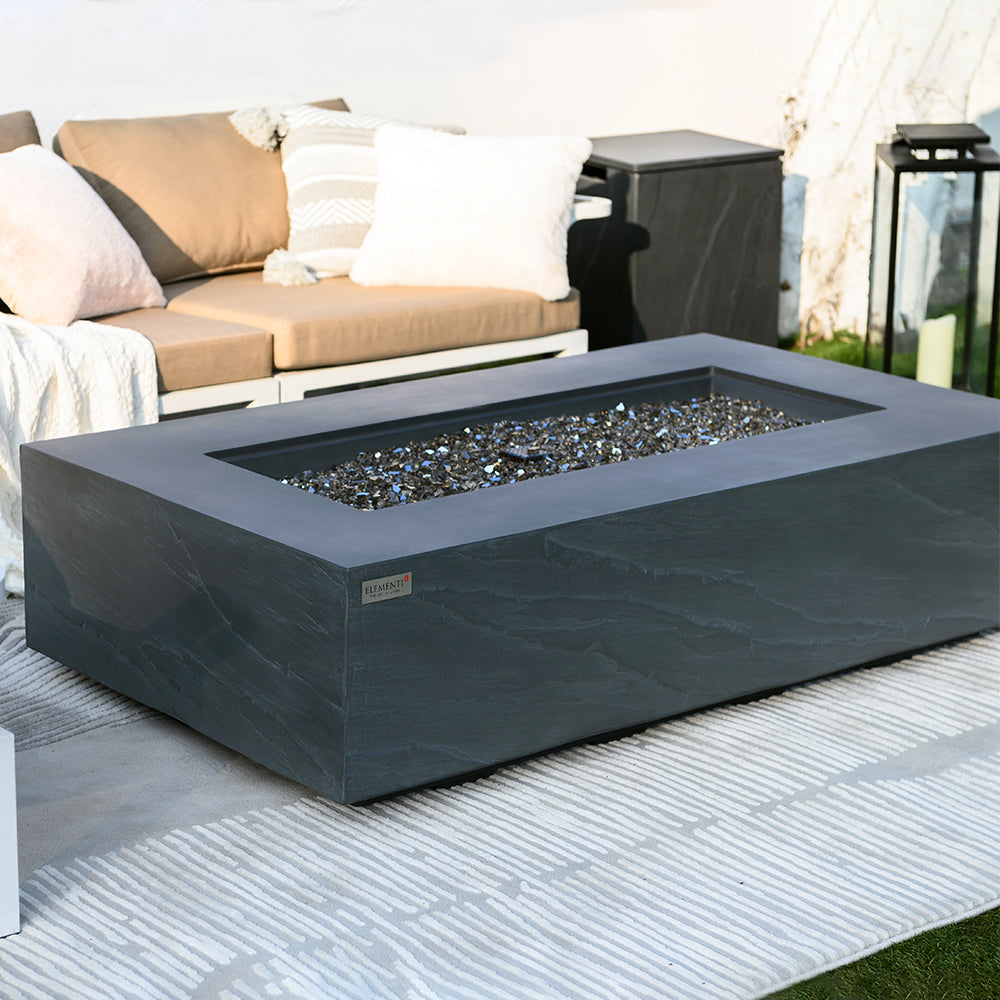 Capetown Outdoor Slate Black Fire Pit Table - Select Fuel Type