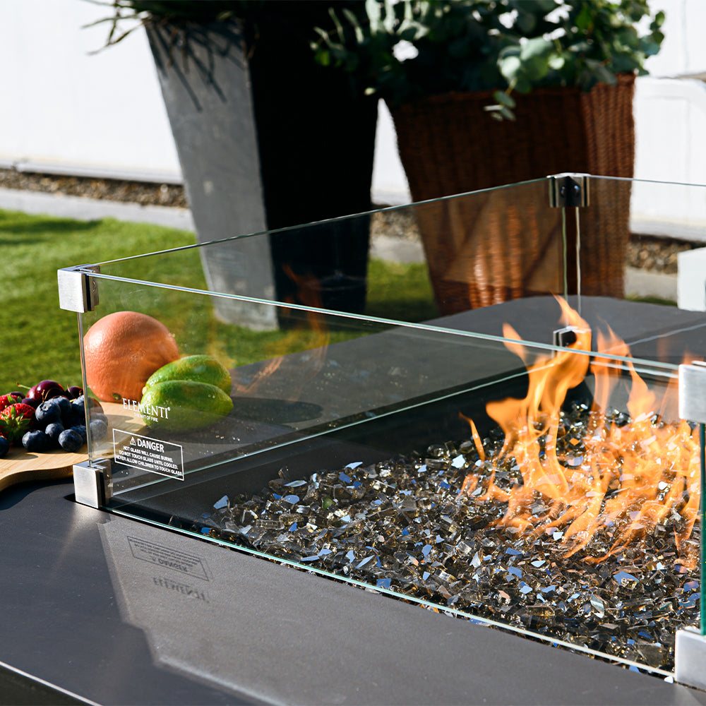 Elementi Plus Square Tempered Glass Wind Screen for Outdoor Fire Pit - 23.6 x 23.6 x 7 inches