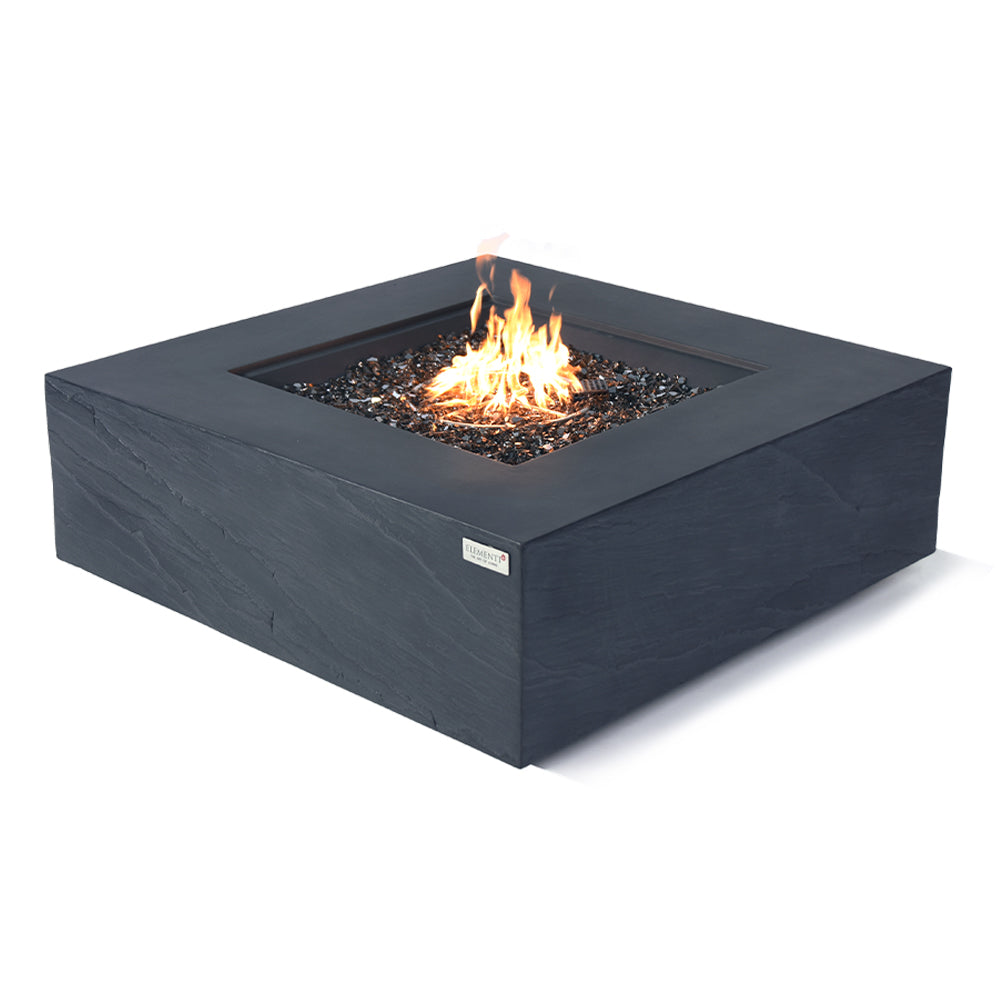 Roraima Outdoor Slate Black Fire Pit Table - Select Fuel Type