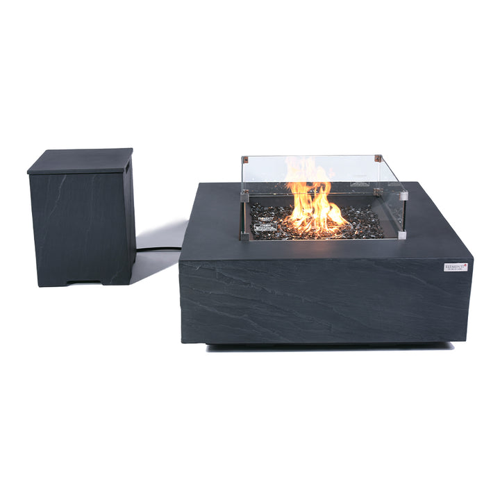 Roraima Outdoor Slate Black Fire Pit Table - Select Fuel Type