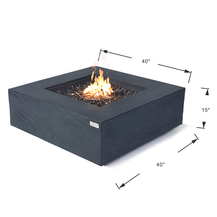 Roraima Outdoor Slate Black Fire Pit Table - Select Fuel Type