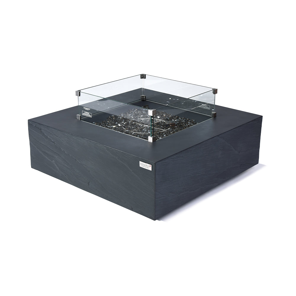 Roraima Outdoor Slate Black Fire Pit Table - Select Fuel Type