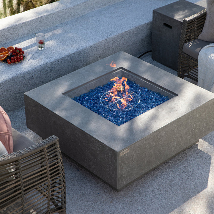 Victoria Outdoor Light Grey Fire Pit Table - Select Fuel Type