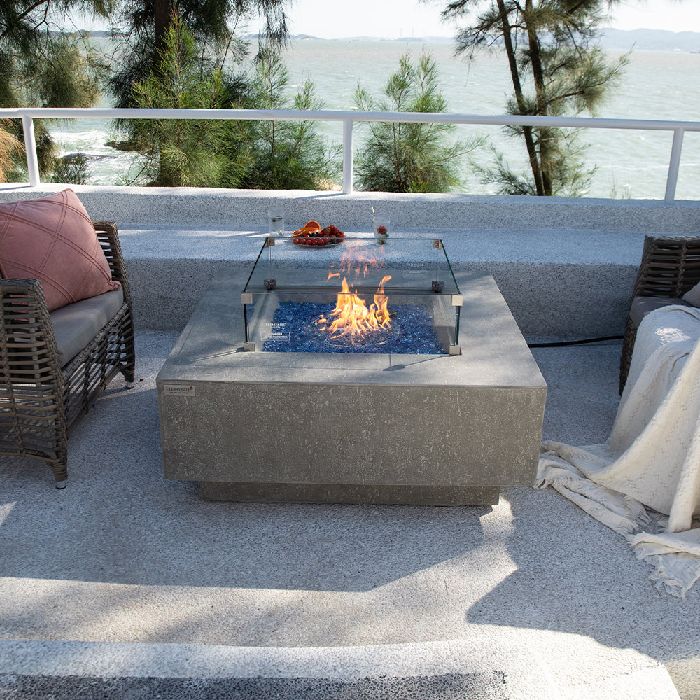 Victoria Outdoor Light Grey Fire Pit Table - Select Fuel Type