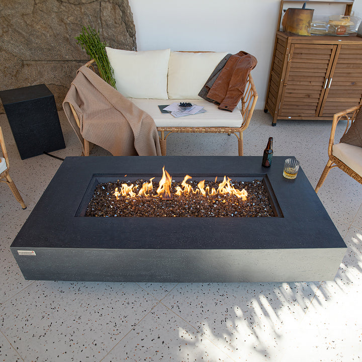 Positano Outdoor Dark Grey Fire Pit Table - Select Fuel Type