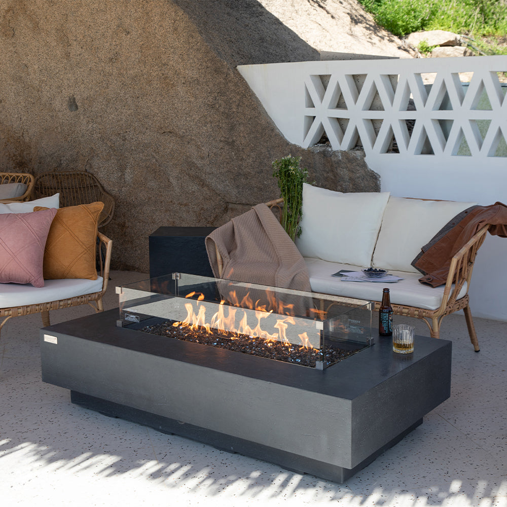 Positano Outdoor Dark Grey Fire Pit Table - Select Fuel Type