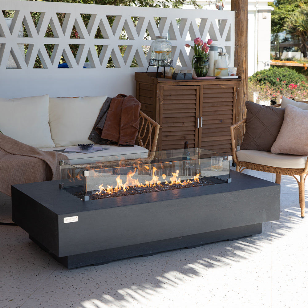 Positano Outdoor Dark Grey Fire Pit Table - Select Fuel Type