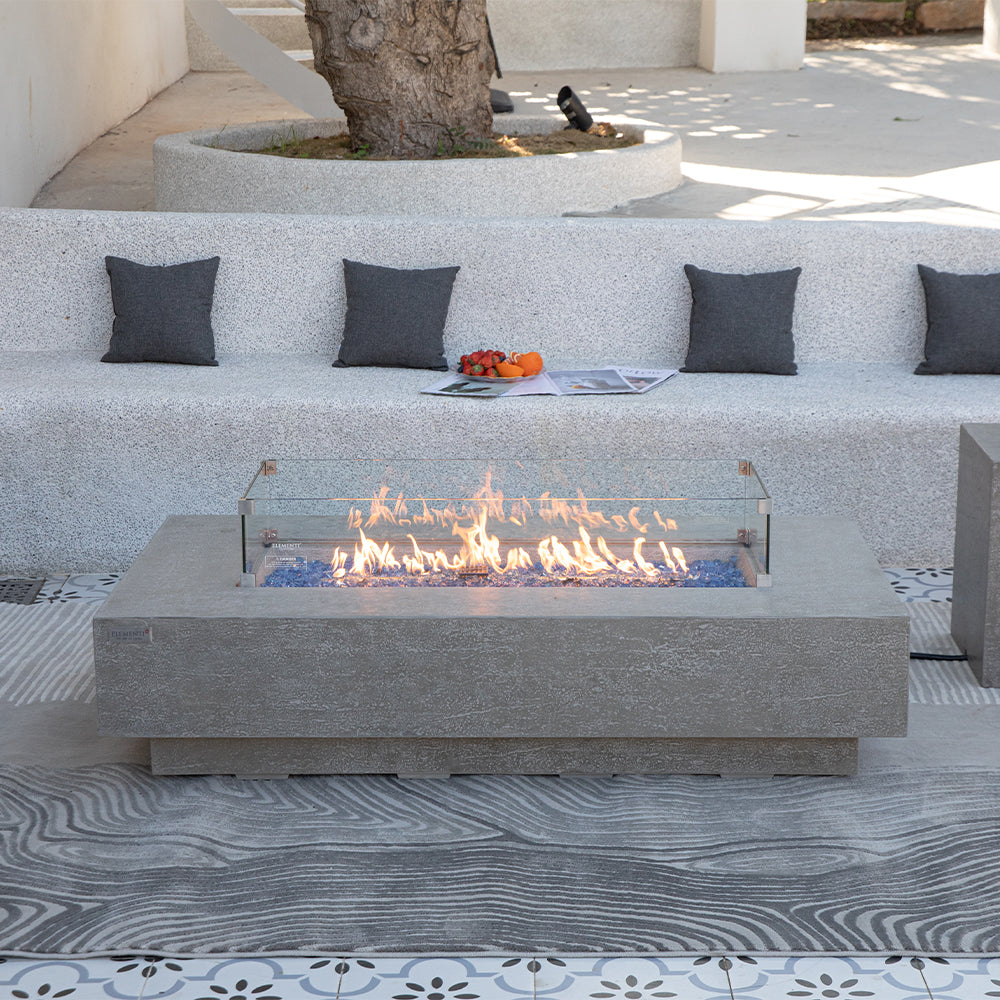 Riviera Outdoor Light Grey Fire Pit Table - Select Fuel Type