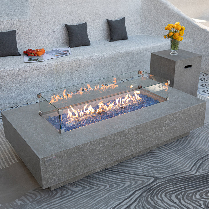 Riviera Outdoor Light Grey Fire Pit Table - Select Fuel Type