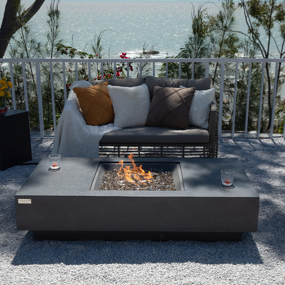 Cannes Outdoor Dark Grey Fire Pit Table - Select Fuel Type