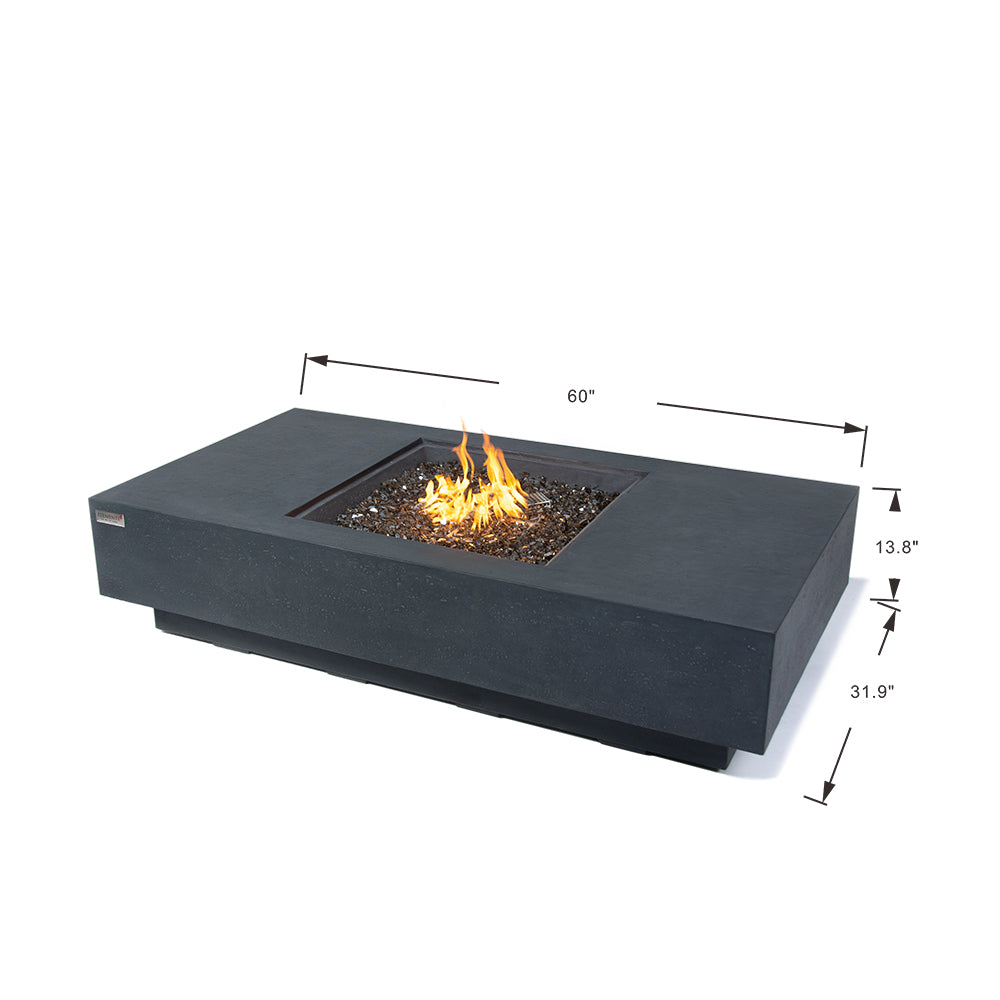 Cannes Outdoor Dark Grey Fire Pit Table - Select Fuel Type