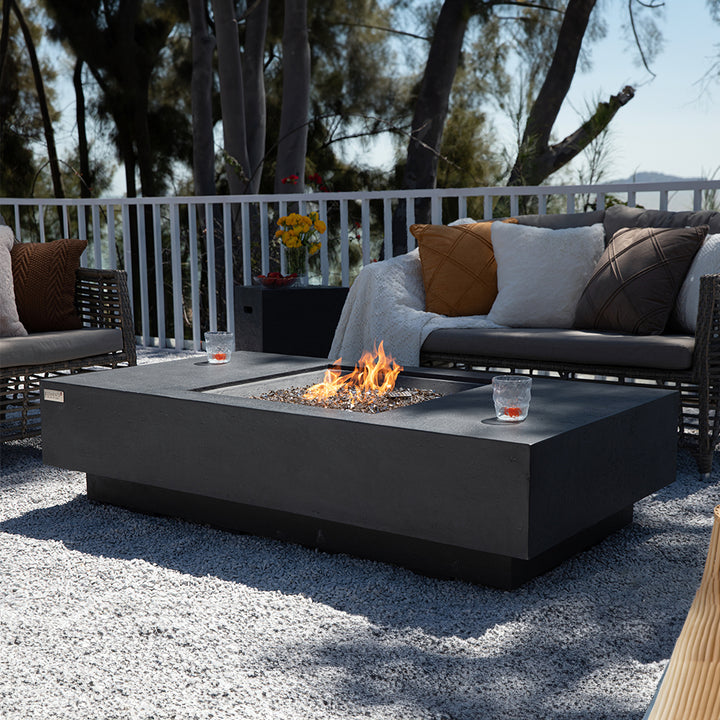 Cannes Outdoor Dark Grey Fire Pit Table - Select Fuel Type