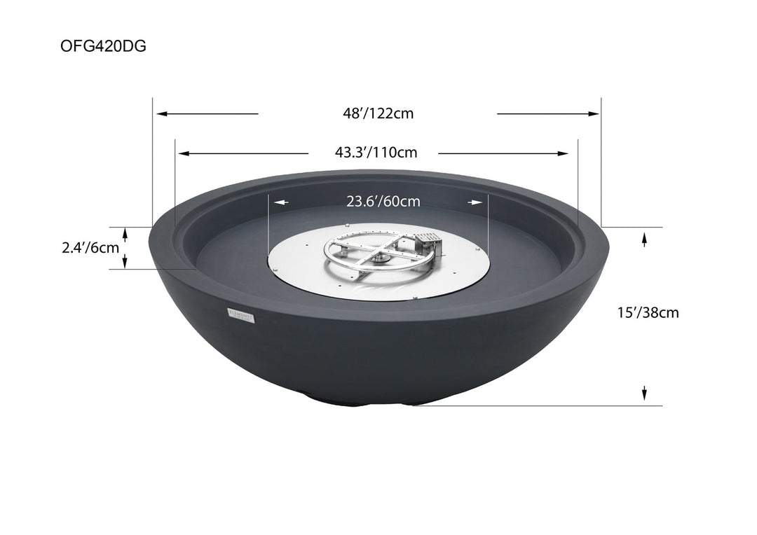 Elementi Plus Rose Bowl Fire Pit, 48 x 48 Inches