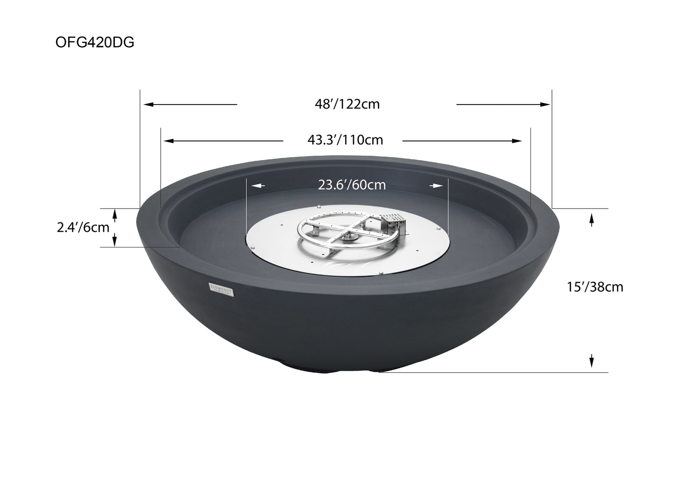 Sol Living Plus Rose Bowl Fire Pit, 48 x 48 Inches
