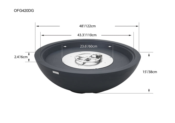 Elementi Plus Rose Bowl Fire Pit, 48 x 48 Inches