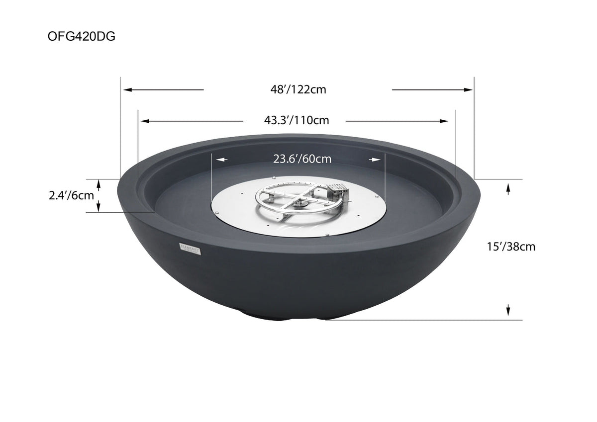 Elementi Plus Rose Bowl Fire Pit, 48 x 48 Inches