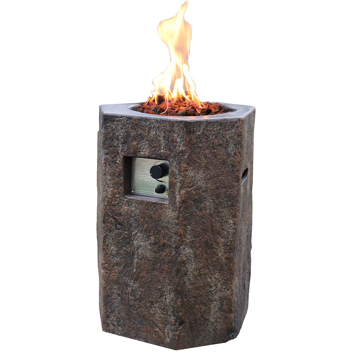 Outdoor Basalt Column Fire Pit Table - Liquid Propane