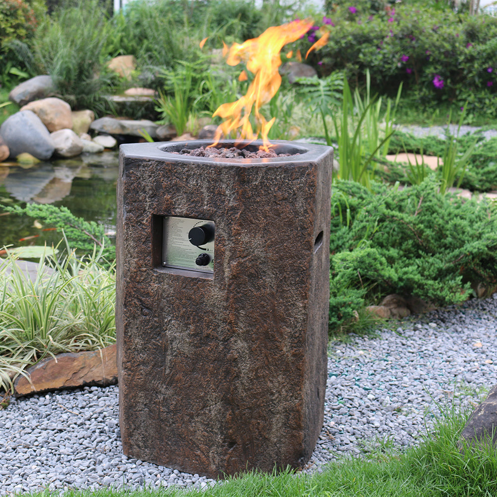 Outdoor Basalt Column Fire Pit Table - Liquid Propane