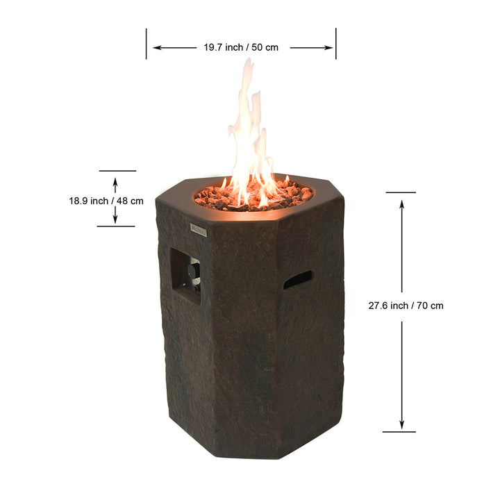 Outdoor Basalt Column Fire Pit Table - Liquid Propane