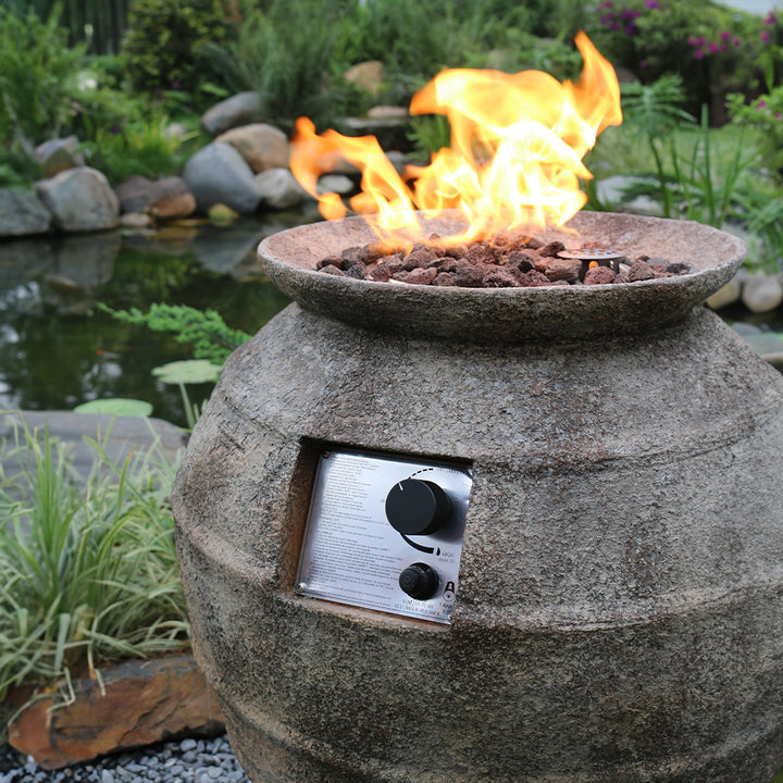 Pompeii Outdoor Tube Fire Pit Table - Liquid Propane