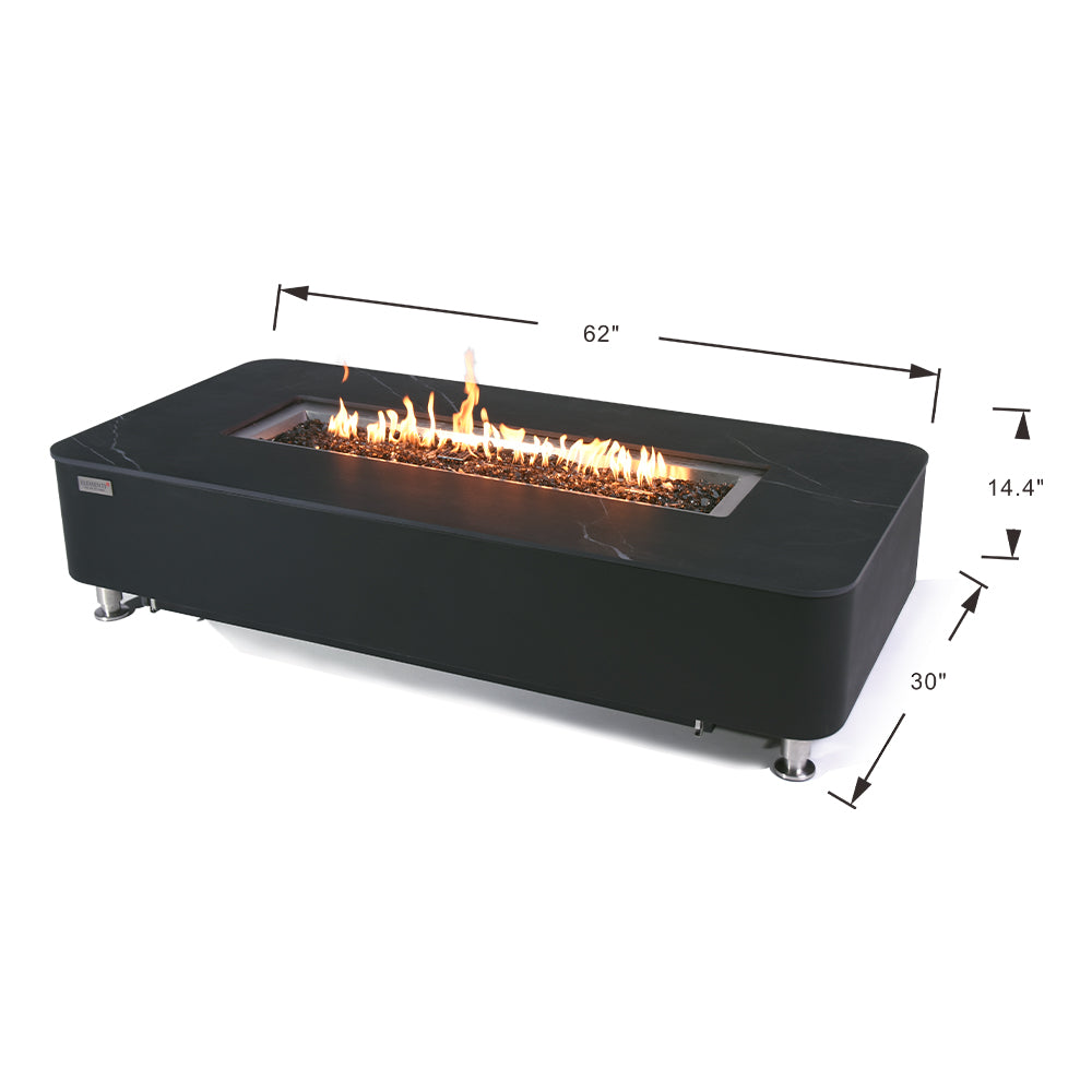 Valencia Outdoor Bulgaria Black Fire Pit Table - Select Fuel Type