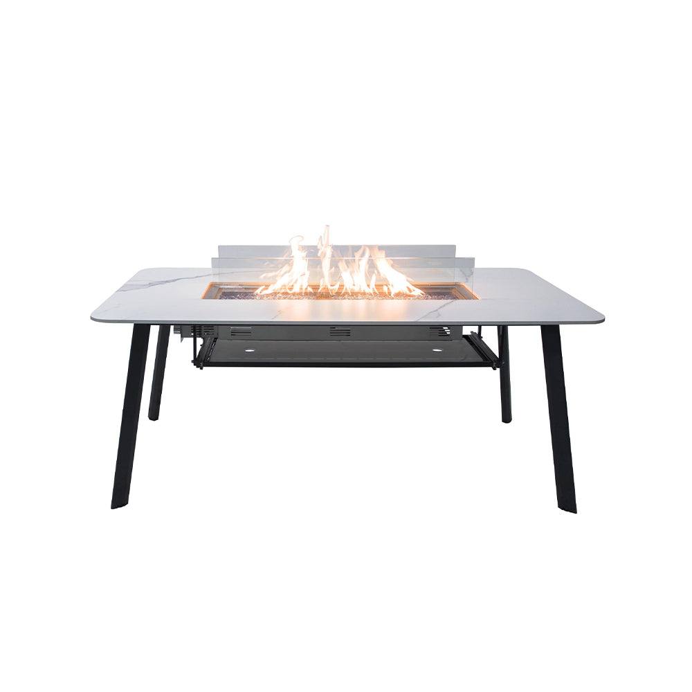 Elementi Plus Oslo Propane Fire Pit White, 70 x 35 Inches