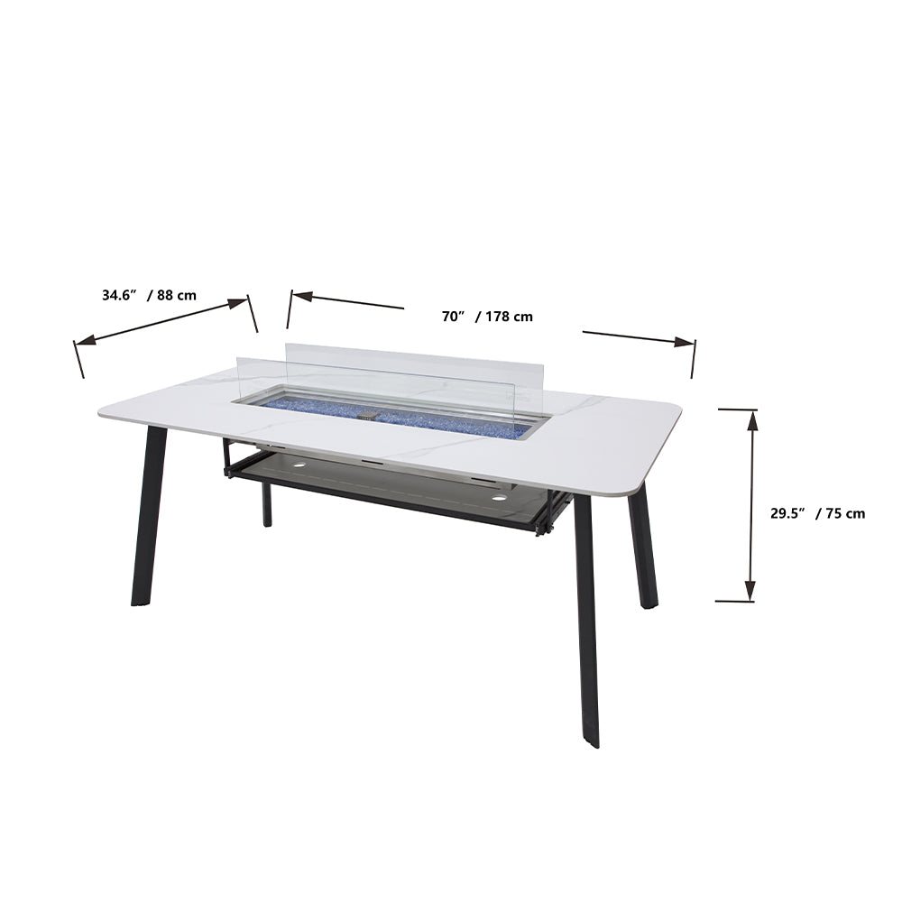 Elementi Plus Oslo Propane Fire Pit White, 70 x 35 Inches - view 3