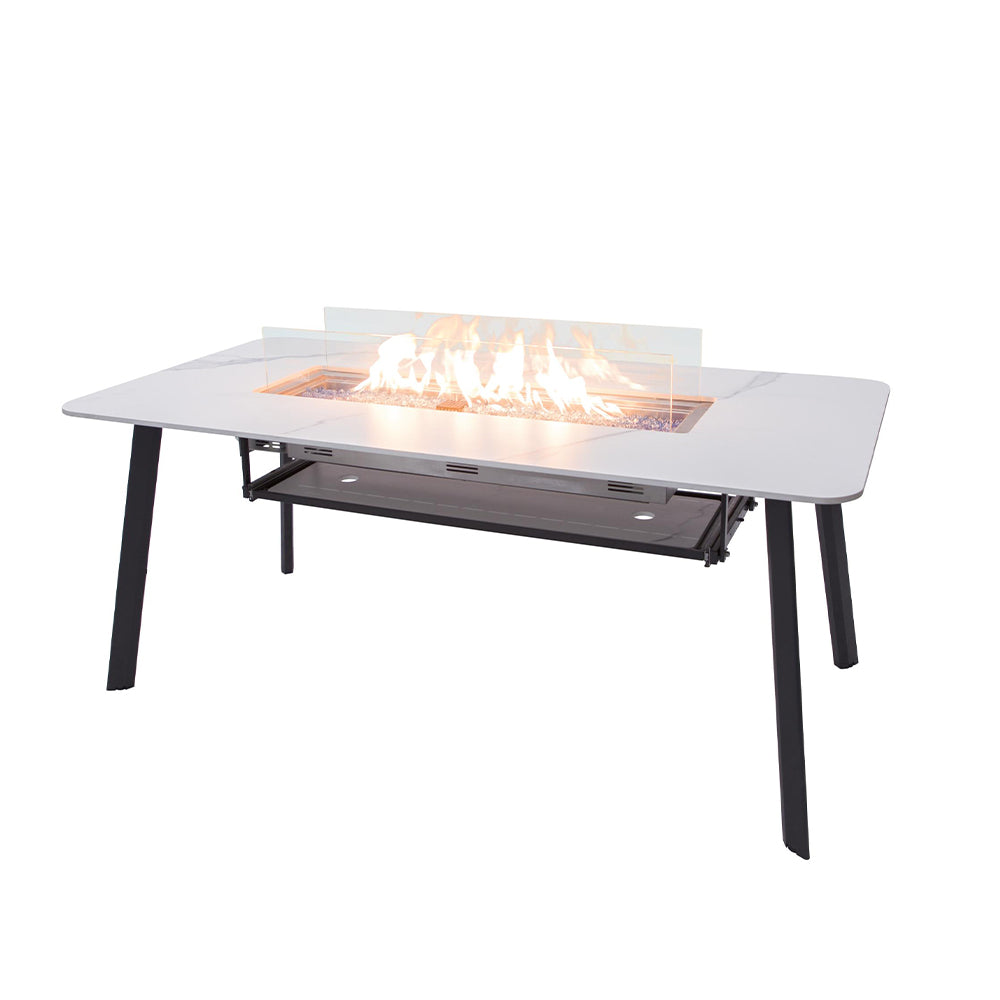 Elementi Plus Oslo Propane Fire Pit White, 70 x 35 Inches - Select Fuel Type