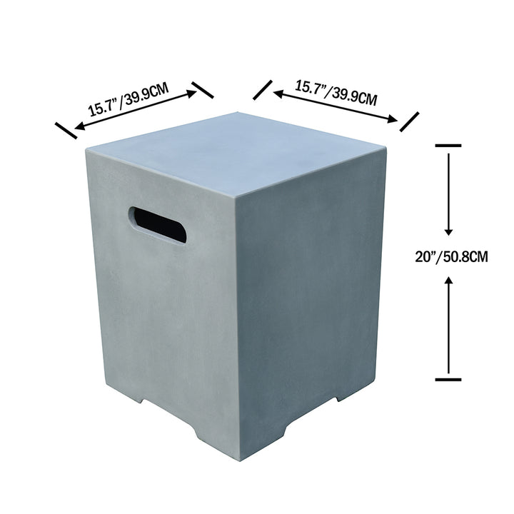 Elementi Concrete Propane Tank Cover Square 20 Inches - Grey