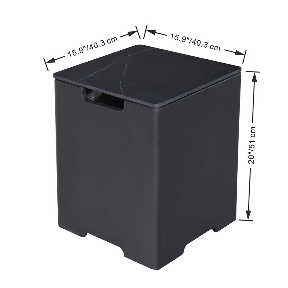 Elementi Plus Square Propane Tank Cover Hideaway Table - Bulgaria Black, 15.9 x 15.9 x 20.5 Inches