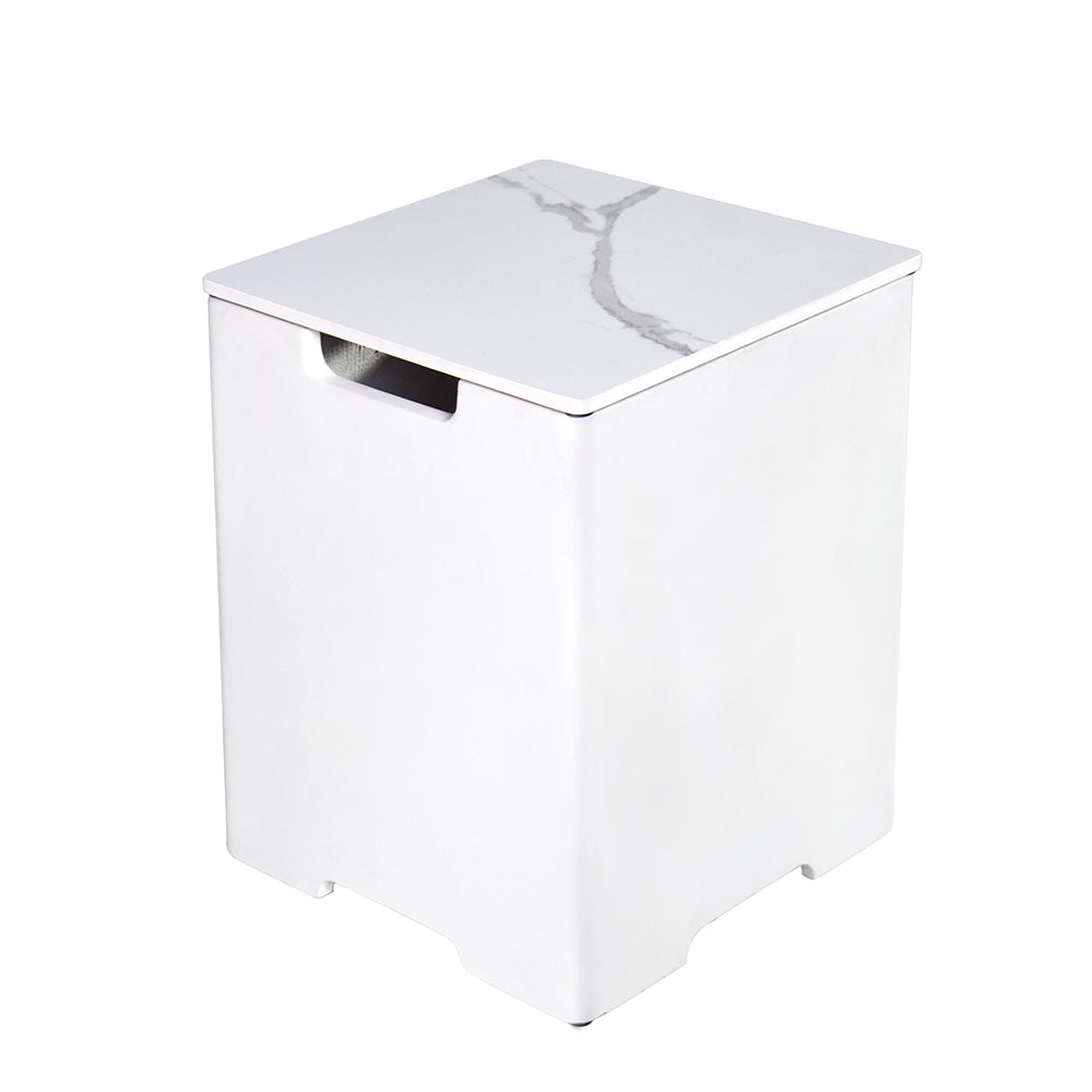 Elementi Plus Square Propane Tank Cover Hideaway Table - Bianco White, 15.9 x 15.9 x 20.5 Inches