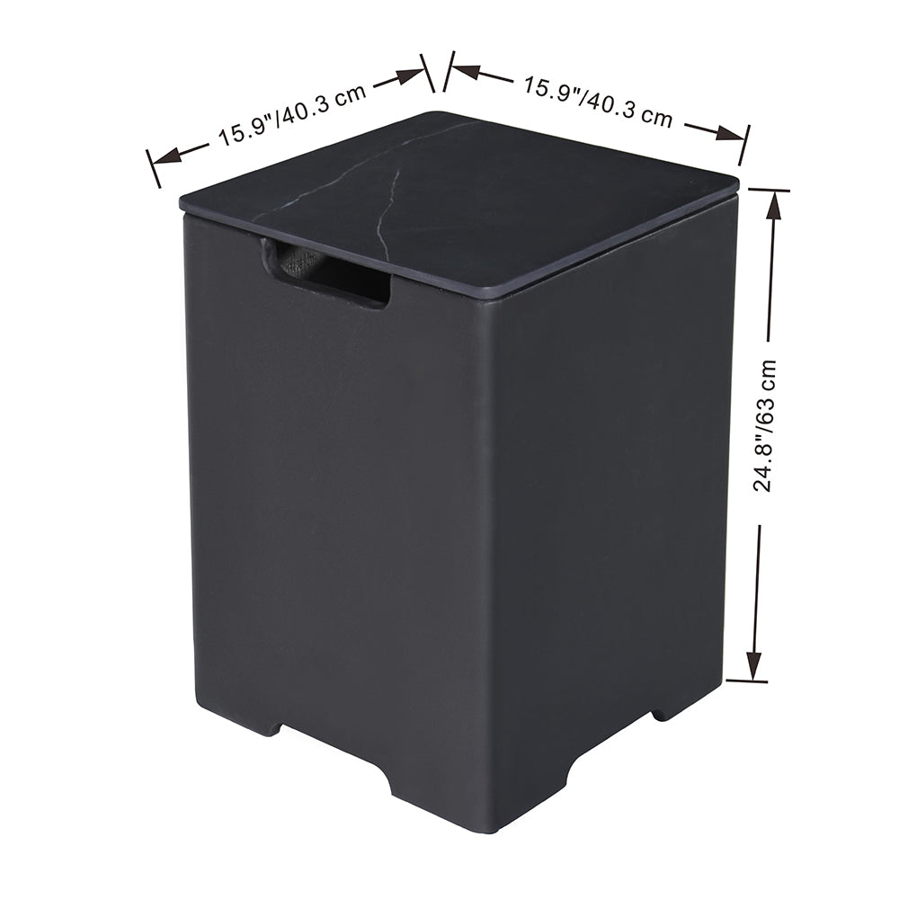 Elementi Plus Square Propane Tank Cover Hideaway Table - Bulgaria Black, 15.9 x 15.9 x 24.9 Inches