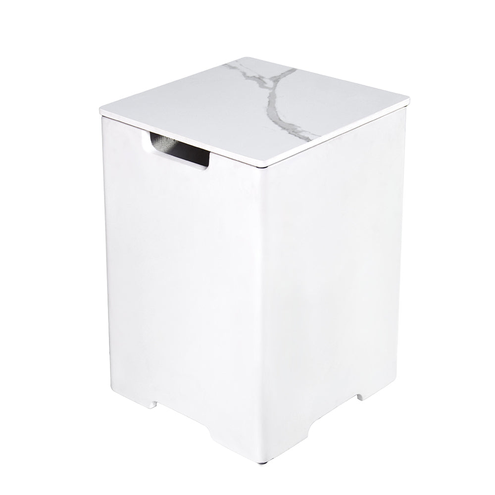 Elementi Plus Square Propane Tank Cover Hideaway Table - Bianco White, 15.9 x 15.9 x 24.9 Inches