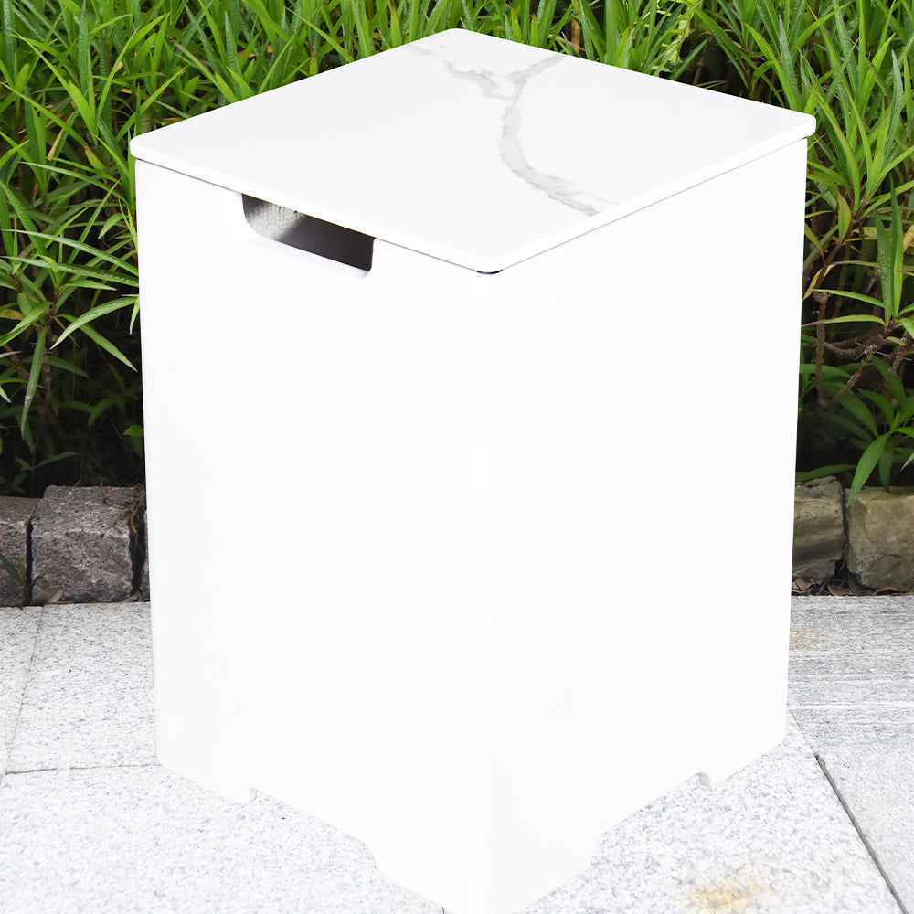 Elementi Plus Square Propane Tank Cover Hideaway Table - Bianco White, 15.9 x 15.9 x 24.9 Inches - view 2