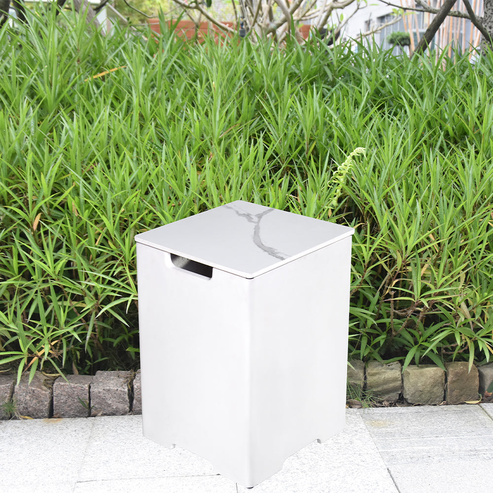 Elementi Plus Square Propane Tank Cover Hideaway Table - Bianco White, 15.9 x 15.9 x 24.9 Inches - view 4