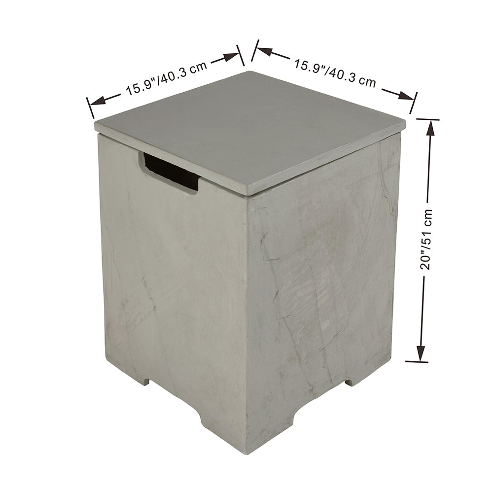 Elementi Plus Square Propane Tank Cover Hideaway Table - Space Grey, 15.9 x 15.9 x 20.5 Inches